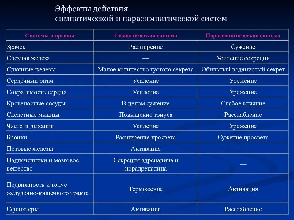 Физические состояния характерны. Парасимпатическая система и симпатическая система. Парасимпатическая от симпатической. Влияние симпатической и парасимпатической нервной системы. Влияние симпатической и парасимпатической систем.