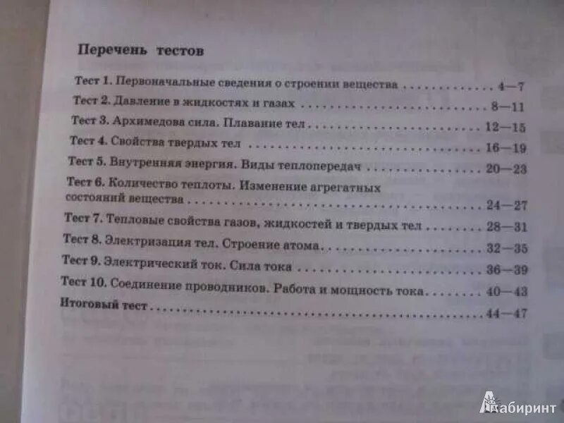 Список контрольных работ