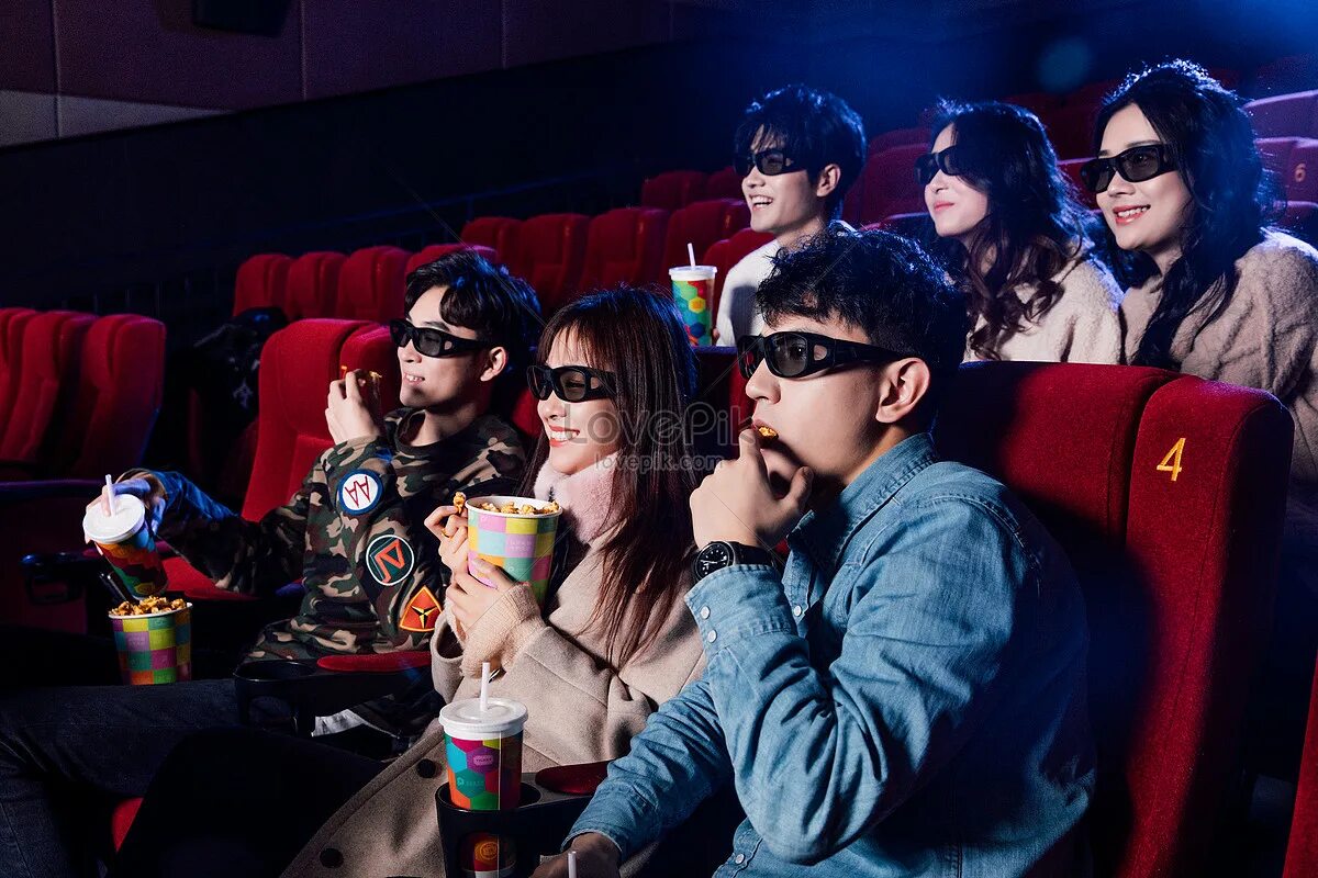 Friends at the Cinema. They like going to the cinema