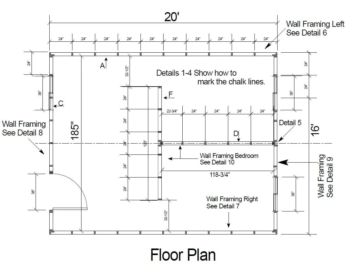 Floor (Wall) framing Plan. Plan with measurements. Plan Architecture measurement. Wall framing Plan.