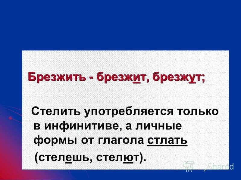 Неопределенная форма глагола стелет