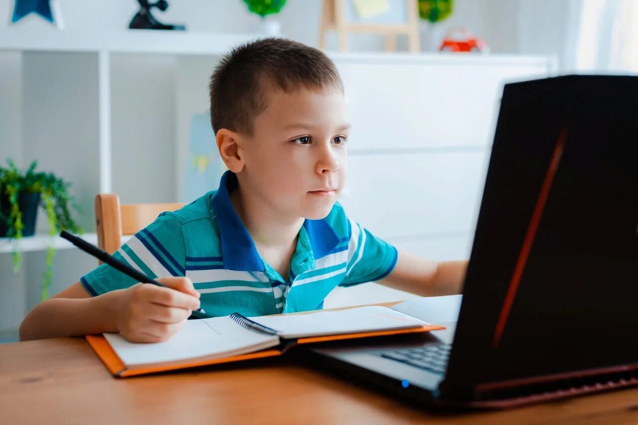 Ребенок за компьютером. Дети школьники. Ученик. Компьютер для школьника. Фото детского школьника