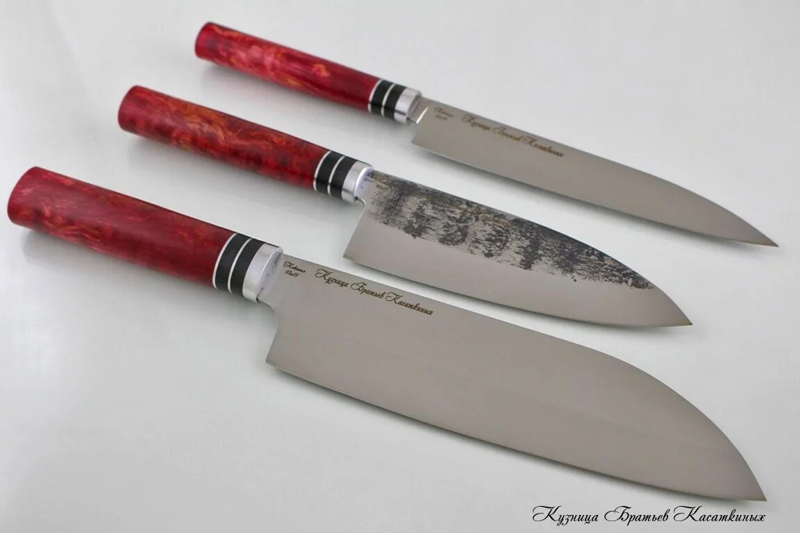 95 Х18 сталь карельская береза Гарда мельхиор. Нож кухонный сталь 95х18. Набор японских ножей. Ножи японские кухонные ручные.