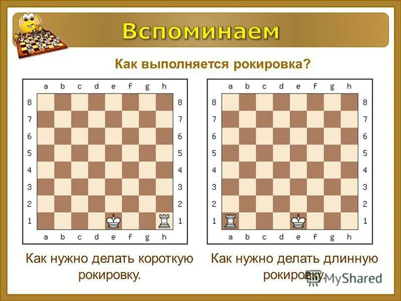 Делают ли при шахе рокировку. Длинная и короткая рокировка в шахматах. длинная рокировка в шахматах. как делать рокировку в шахматах. как сделать длинную рокировку в шахматах.