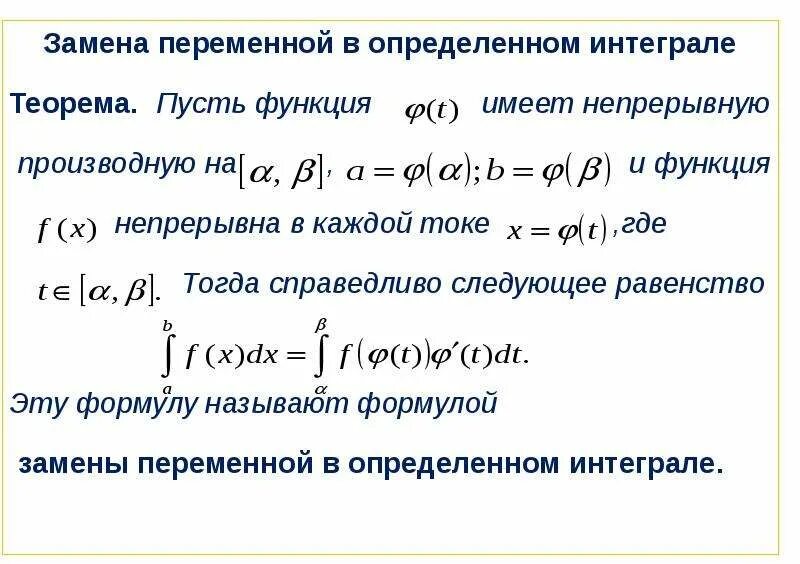 Замена пределов интегрирования