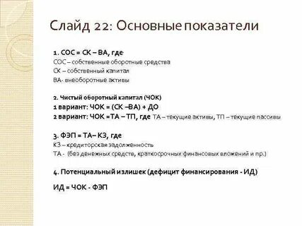 Недостаток собственных оборотных средств
