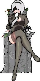 Meloryy,Pixel Gif,Pixel Art,Пиксель Арт, Пиксель-Арт,2B(YoRHa),NieR A...