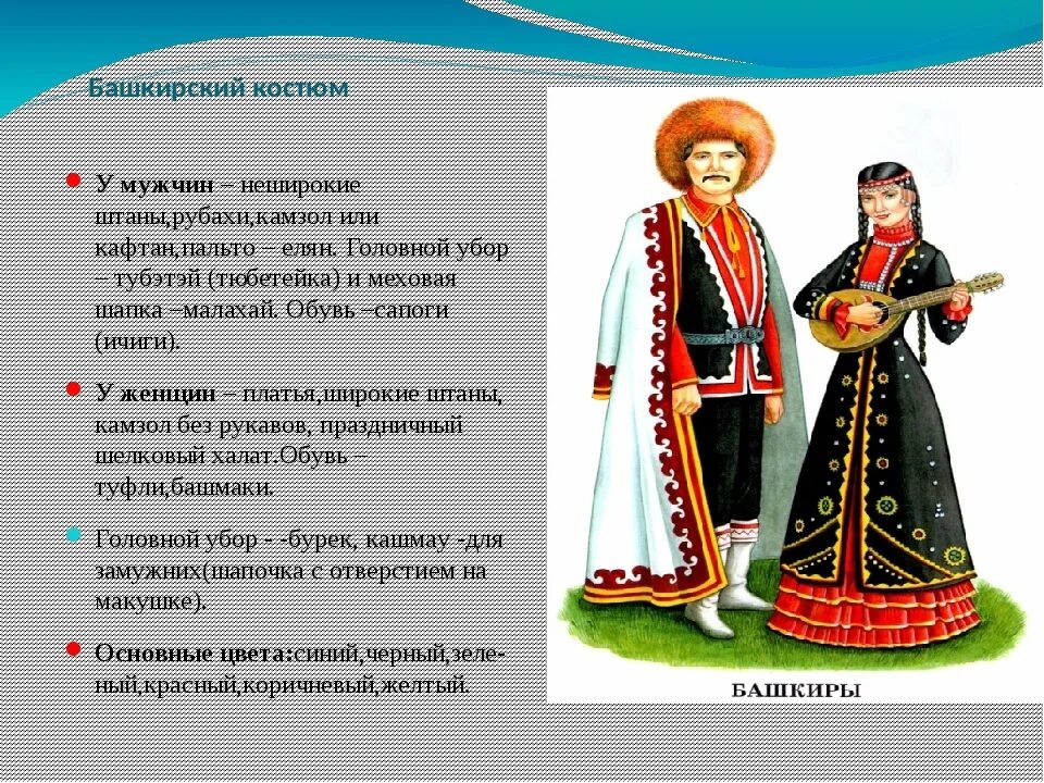 Одежда народов россии доклад. Народный костюм башкир Южного Урала. Одежда Национальная Башкиров Южного Урала. Национальные костюмы Башкиров народов России. Национальный костюм Башкиров описание.