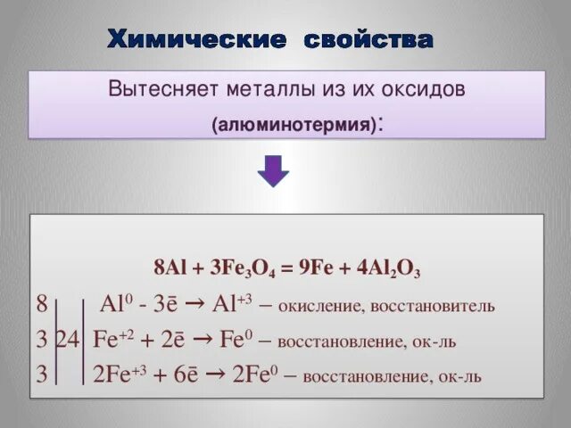 Алюминий и оксид железа. Оксид железа fe3o4. вытеснение металлов из оксидов. овр с алюминием. металлы вытесняют металлы из.
