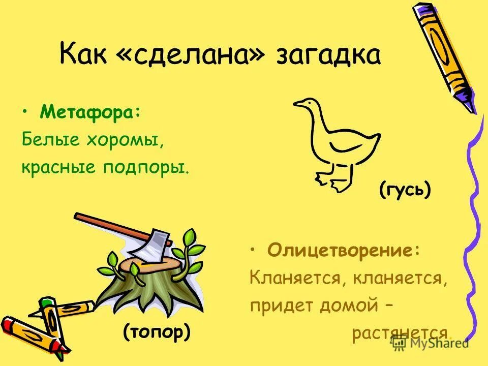 Загадки. Загадки с метафорой. Белые хоромы красные подпоры. Загадки по литературе. Происхождение 5 загадок