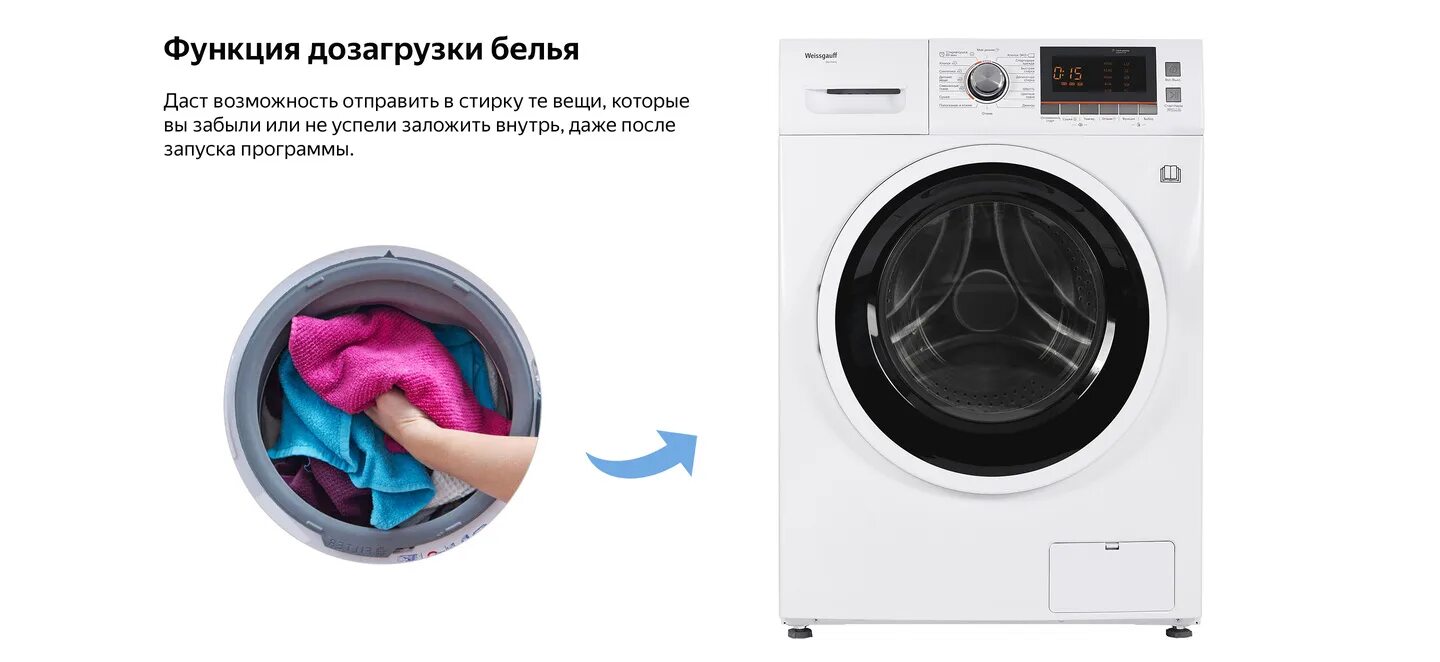 Как работает дозагрузка белья