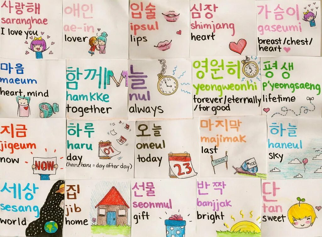 Korean words. Persons in korean. Lover in korean language. You are korean. Корейский язык.