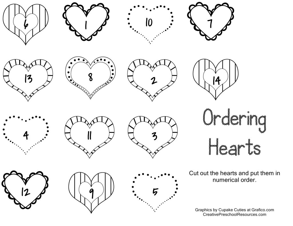 Heart Worksheet. 14 February Craft for Kids. Worksheet Heart 14 of February. Carving a Heart with name.