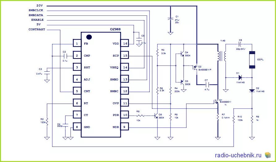 Микросхема oz9976agn схема включения OZ9910
