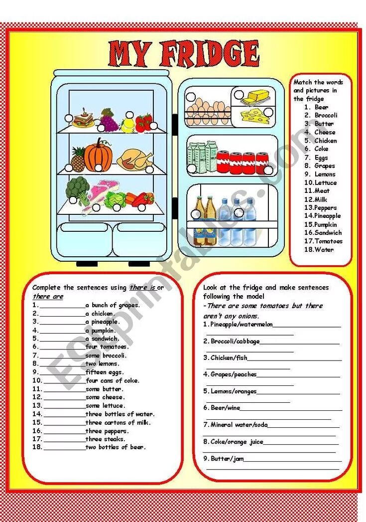 There some juice in the fridge. There is there are Worksheets продукты. Холодильник с продуктами для английского языка. There is there are упражнения Worksheets. There is there are в английском языке Worksheets.
