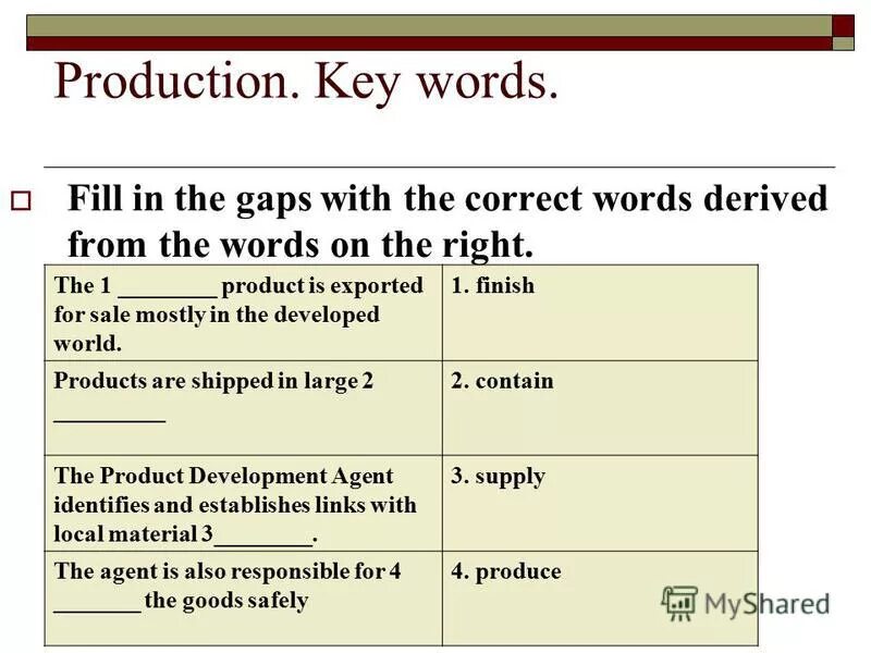 Complete the sentences with a word derived. Fill in the table. Fill in derived words. Текст fill the gaps in the text. Fill in the form.