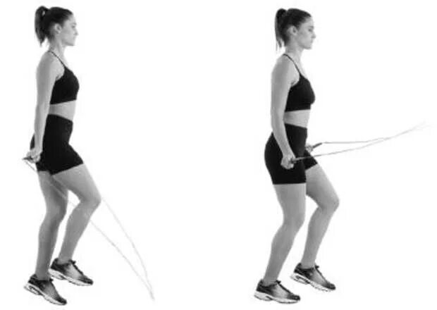Прыжки на скакалке на одной ноге. Упражнения стоя на месте. Упражнение подскоки на двух ногах. Скакалка для фитнеса. Прыжки через длинную скакалку.
