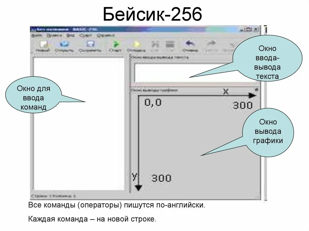 Ввод и вывод текста с. Оператор вывода в Бейсике. Операторы ввода и вывода Бейсик. Окно бейсика. Basic 256 команды.