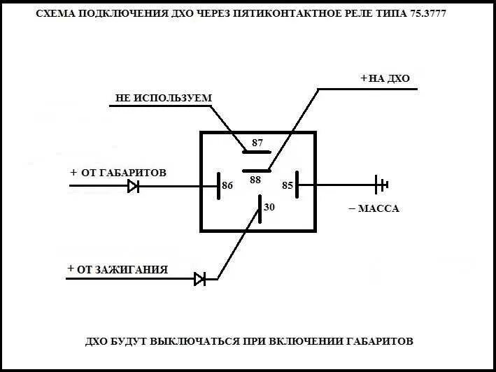 Как подключить реле дхо. Дневные ходовые огни на ВАЗ 2114 схема. Реле света 5 контактное схема подключения. Схема подключения ходовых огней через реле. ДХО через реле 5 контактное ВАЗ.