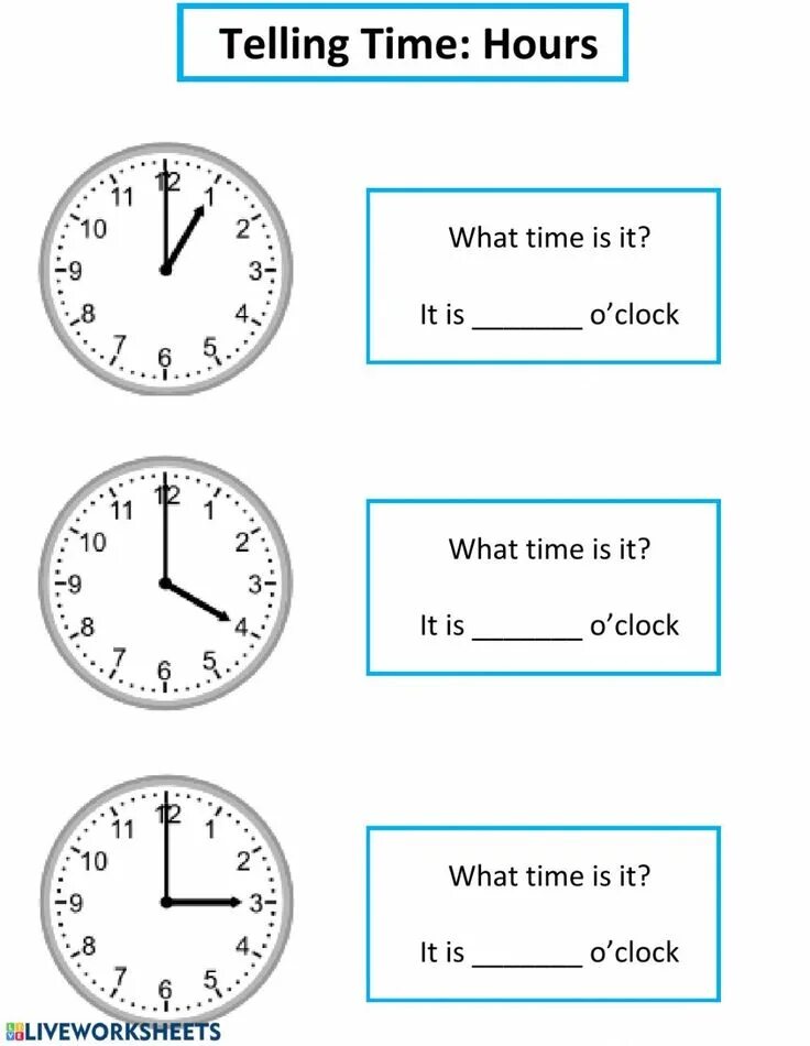 Telling the time worksheet