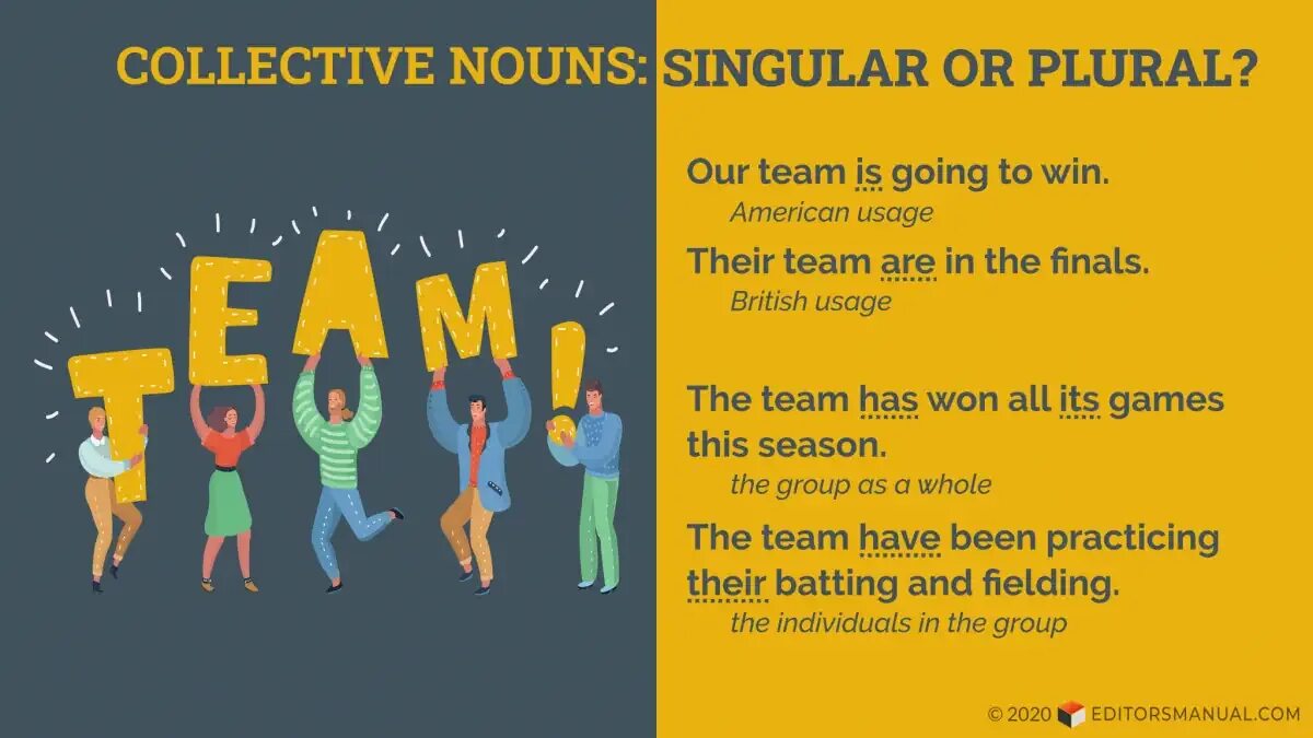 My team is or are. Collective nouns plural or singular. team singular or plural. team is or are. police is singular or plural.