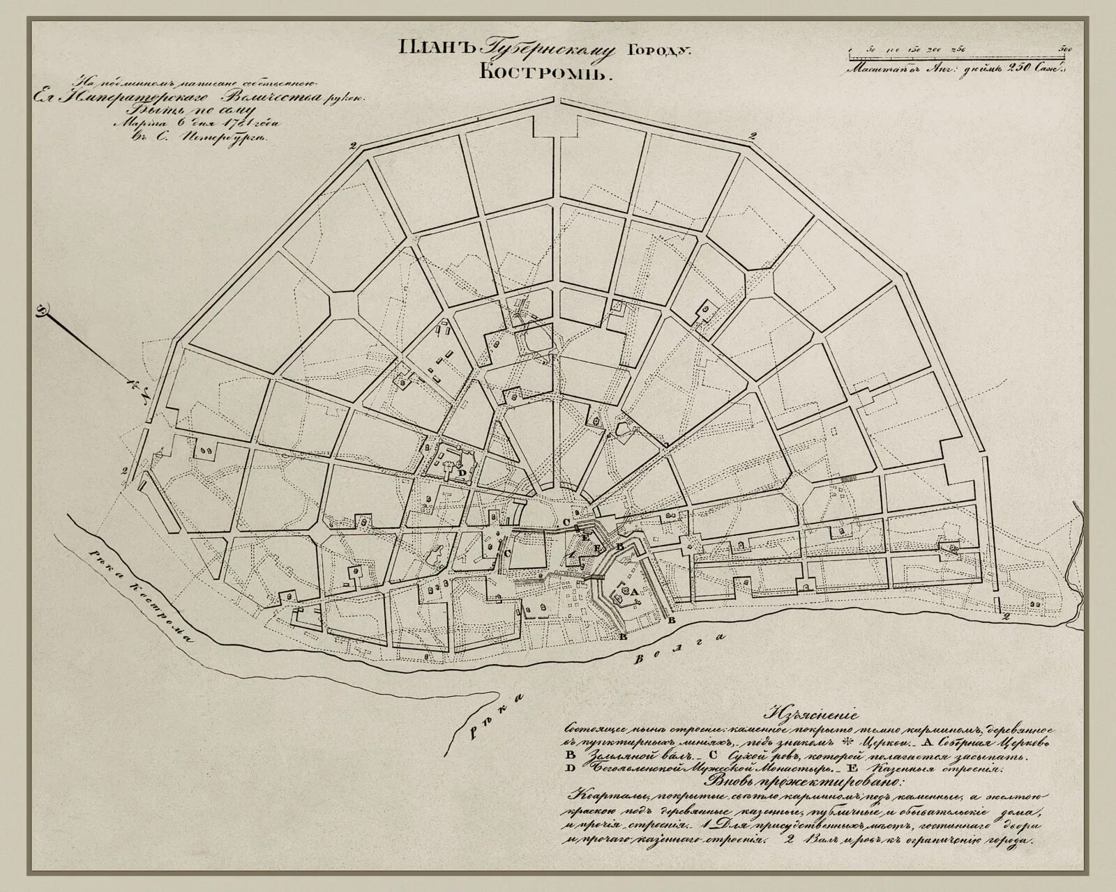 Карта костромы рисунок. План города Кострома 18 век. План Костромы 18 век. Планировка Кострома Екатерины 2. План Костромы 1773.