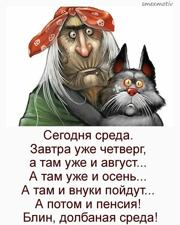 Сегодня среда завтра уже четверг а там уже и осень а там и внуки пойдут. Смешная среда