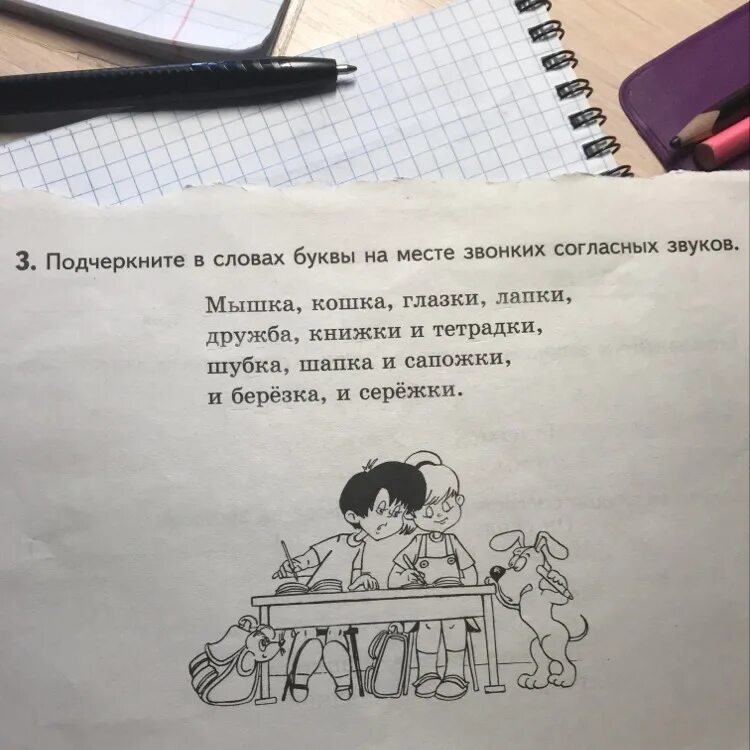 Мышка кошка глазки лапки звонкие согласные