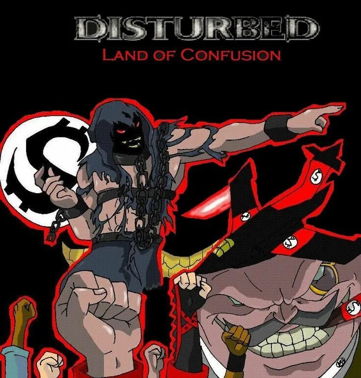 Land of confusion толстяк. Genesis land of confusion год. Disturbed land of confusion. Land of confusion. Disturbed the guy land of confusion.