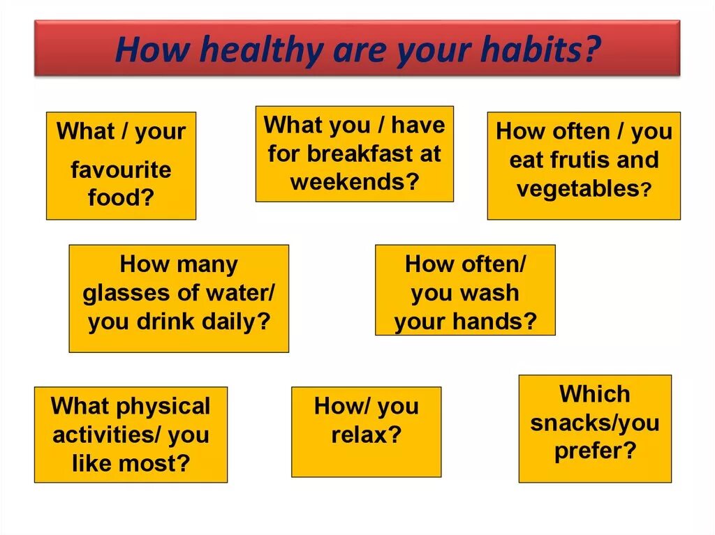 Вопросы про healthy Lifestyle. Health Habits 7 класс. Презентация healthy Habits. Healthy Habits игры. You have what s up