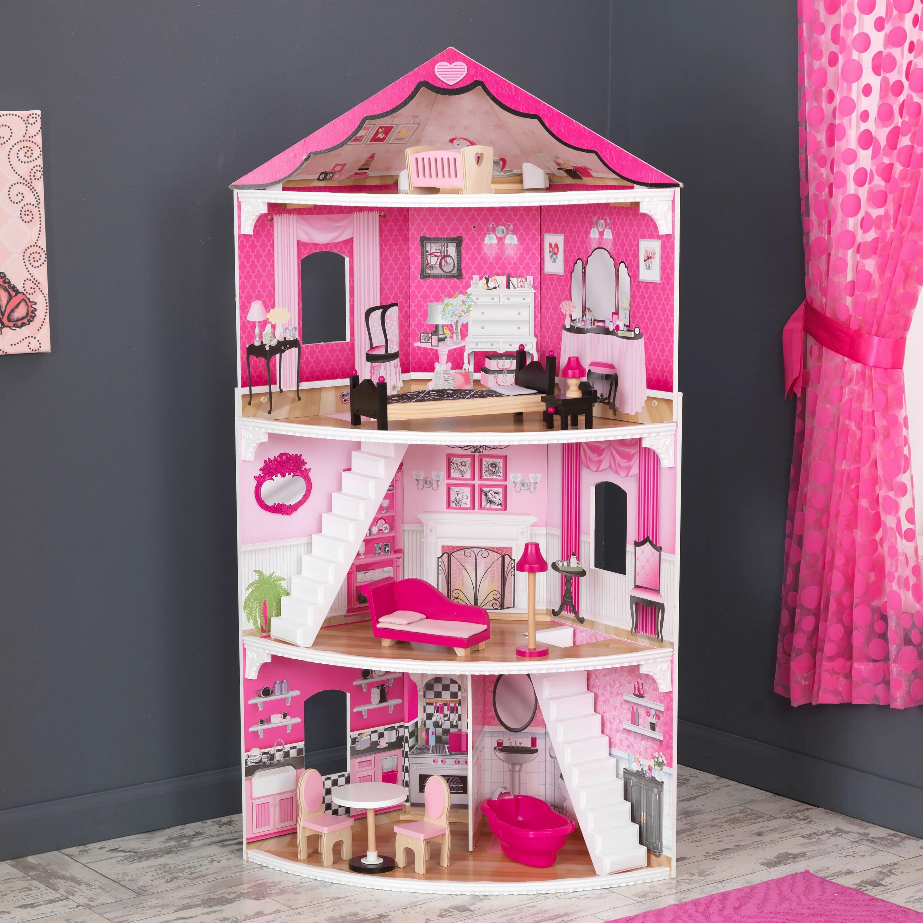 Кукольный домик pretty Dollhouse. Домик для Барби розовый Dollhouse. Doll House домик для кукол pretty Dollhouse.
