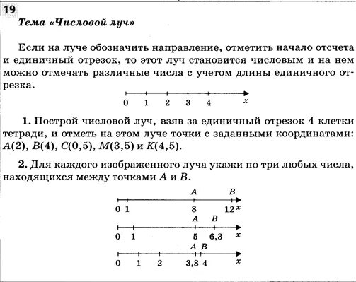 Отметь на числовом луче числа