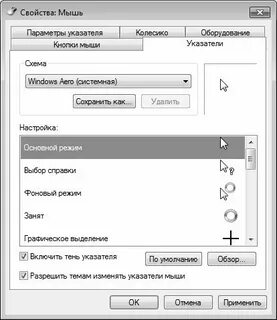 Настройки курсора