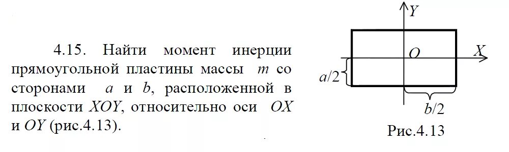 Найти момент инерции прямоугольной пластины. Момент инерции прямоугольной пластины формула. момент инерции однородной пластины.