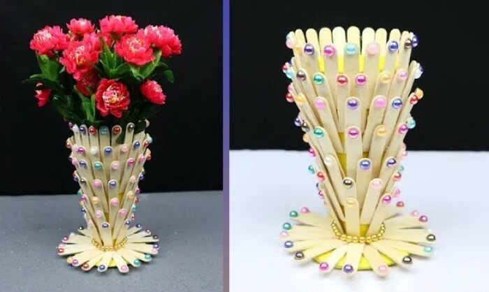 Подставка из китайских палочек. Деревянные палочки с бусиной. Поделки из палочек от суши. Палочки для ваз своими руками. Палочки для ваз своими руками.
