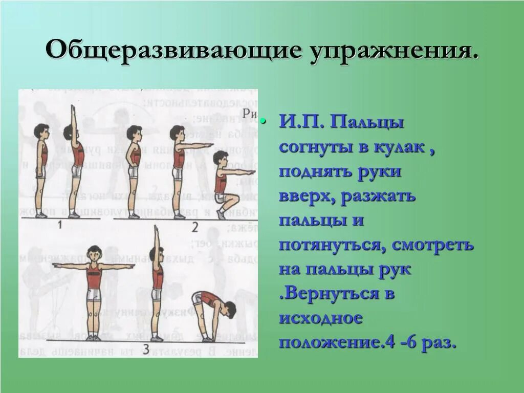 Упражнения на 4 счетов. Физра комплекс общеразвивающих упражнений. Общеразвивающие упражнения по физкультуре 3 класс. Комплекс развивающих упражнений по физкультуре в начальной школе. Составьте комплекс общеразвивающих упражнений.