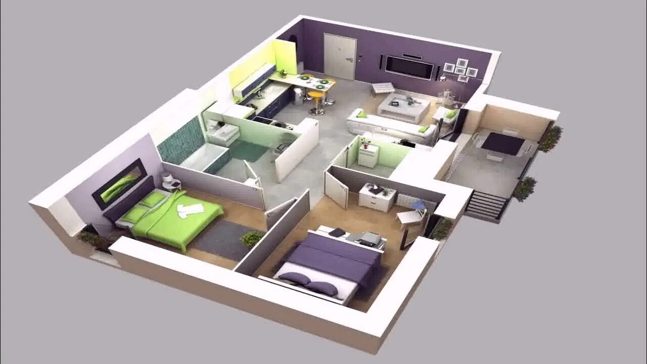 Two bedroom flat. 2d визуализация. Floorplan 3d ландшафт. Прямоугольная комната 3d планировка. Успешный план 3д.