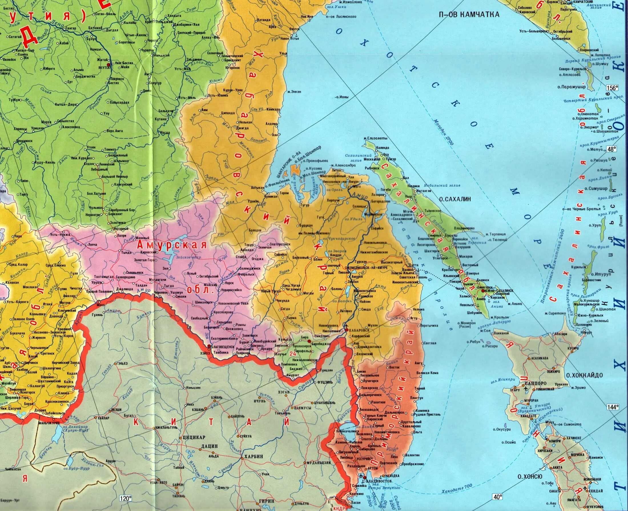 Какие города на востоке. Дальний Восток на карте России с городами подробная карта. Дальний Восток на карте России. Карта дальнего Востока России подробная с городами. Политическая карта дальнего Востока.