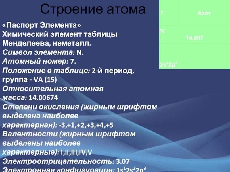 Атомный номер элемента азот показывает. Атомный номер элемента азот показывает