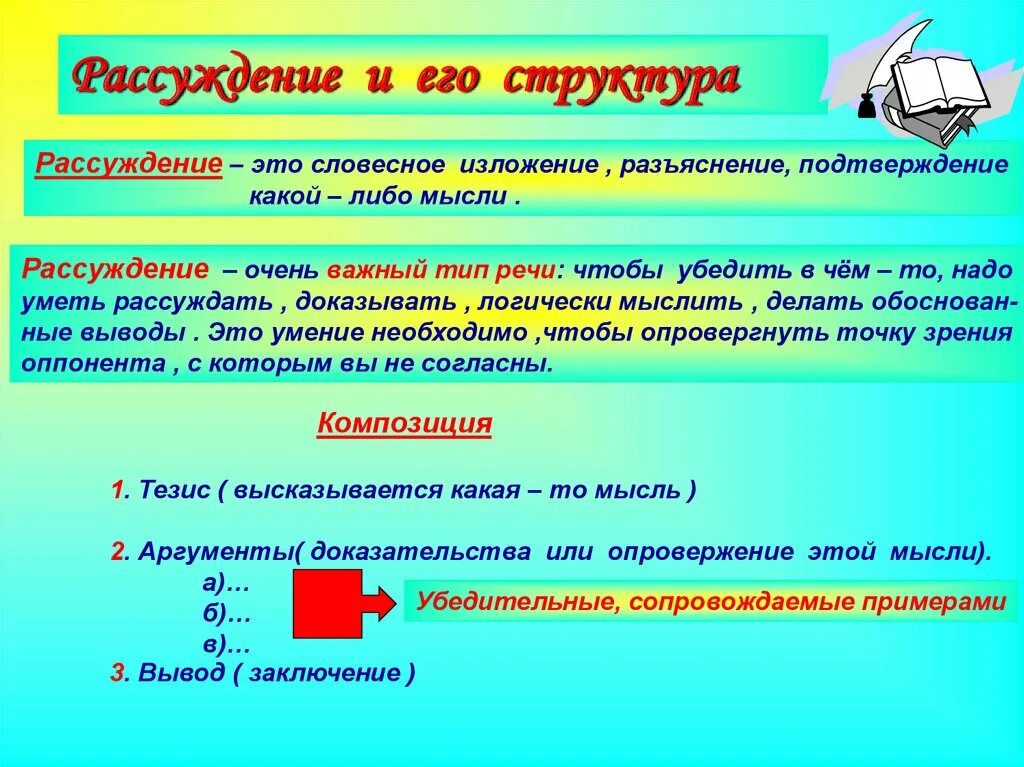 В рассуждении преобладает