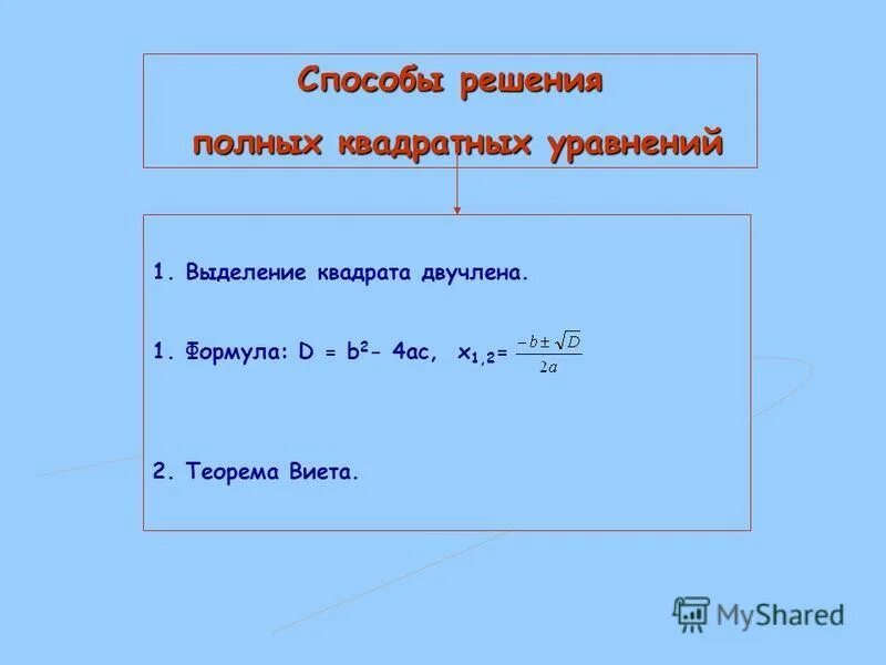 Проект способы решения квадратных уравнений Проект на тему 10 способов решения квадратных уравнений