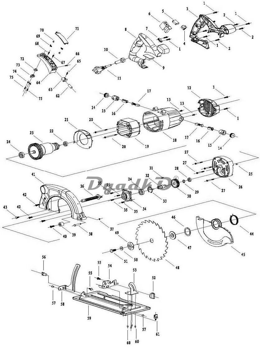 Дисковая пила bt 5707g1 взрыв схема Black & Decker KS1300 Type 1 Circular Saw Spare Parts Part Shop Direct