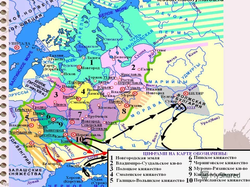 Карта феодальная раздробленность Руси в 12-13 веках. Карта раздробленности Руси 13 век. Феодальная раздробленность Руси карта 12 века. Карта Руси в период раздробленности 12-13 века. Контрольная по истории феодальная раздробленность 6 класс