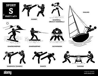 Sambo, sandball, beach handball, sailing, sandboarding, sandsurfing, schwin...