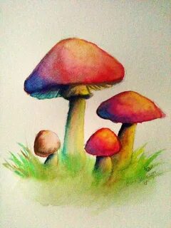 Рисуем гриб красками