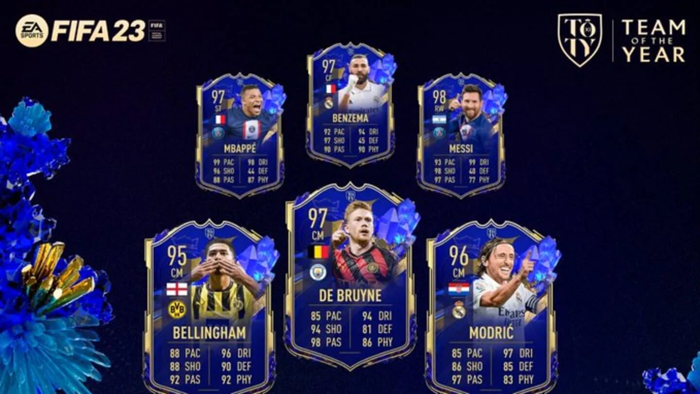 Fifa года. ТОТИ карточки ФИФА 23. Команда TOTY FIFA 23. ФИФА 23 ТОТИ карты. Команда года TOTY В FIFA 23.