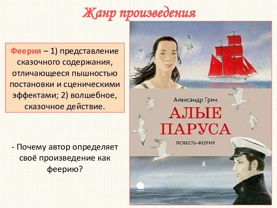 Книги жанра повесть. Алые паруса Жанр произведения. Жанр Алые паруса Грин. Жанр рассказа Алые паруса. А. Грин "Алые паруса".