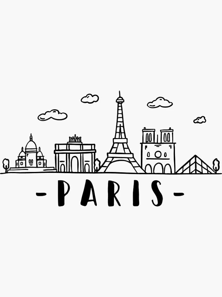 Skyline travel. Раскраска Париж. Париж иллюстрация. Париж картинки для срисовки. Стикеры Париж.