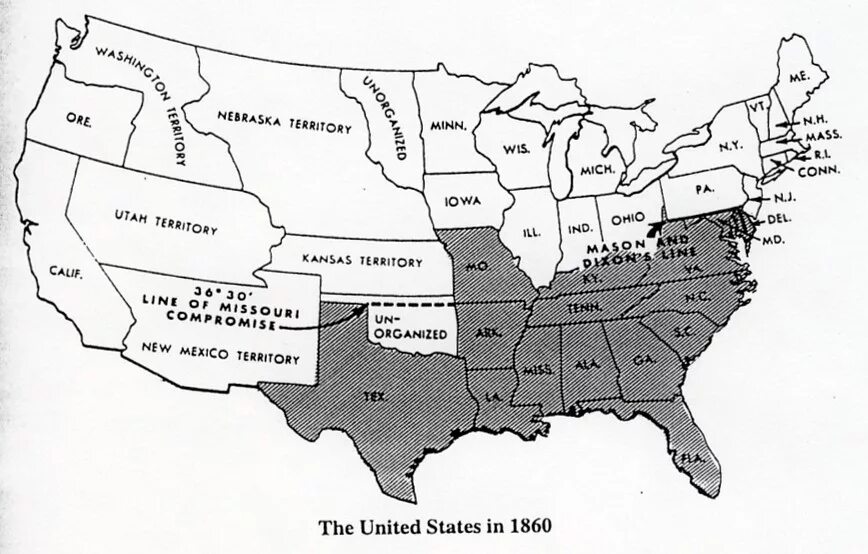 Три территории сша. Карта США 1860. Штаты США 1861. Карта Штатов США В 1861.